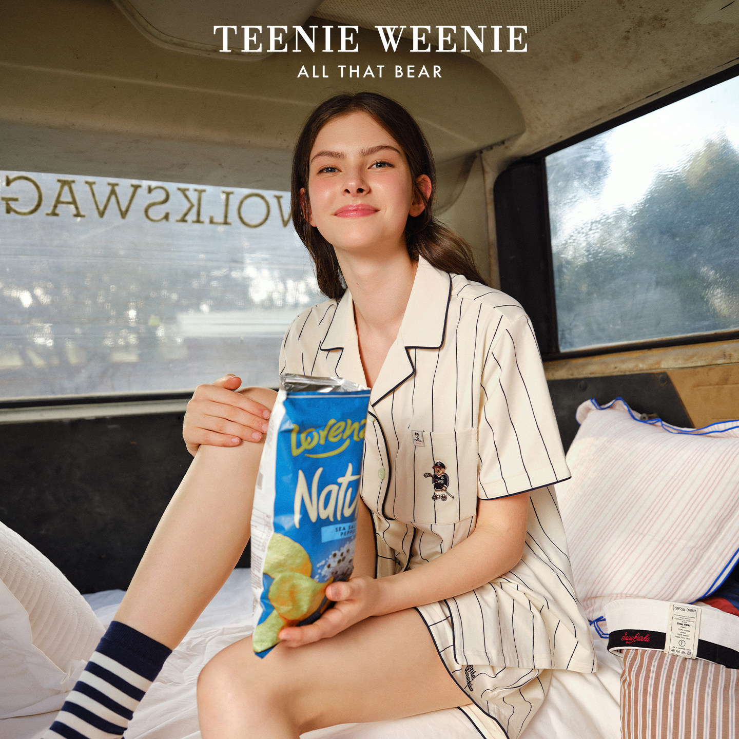 TeenieWeenie小熊睡衣女款2026新款夏季A类纯棉学院