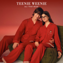 TeenieWeenie小熊睡衣女士2025新款 男 红色新年纯棉情侣家居服套装