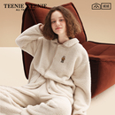 TeenieWeenie小熊半边绒睡衣女士款 秋冬季 加绒加厚保暖家居服套装