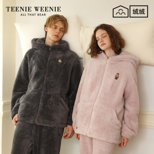 家居服 TeenieWeenie小熊睡衣女加绒连帽情侣套装 李佳琦直播间