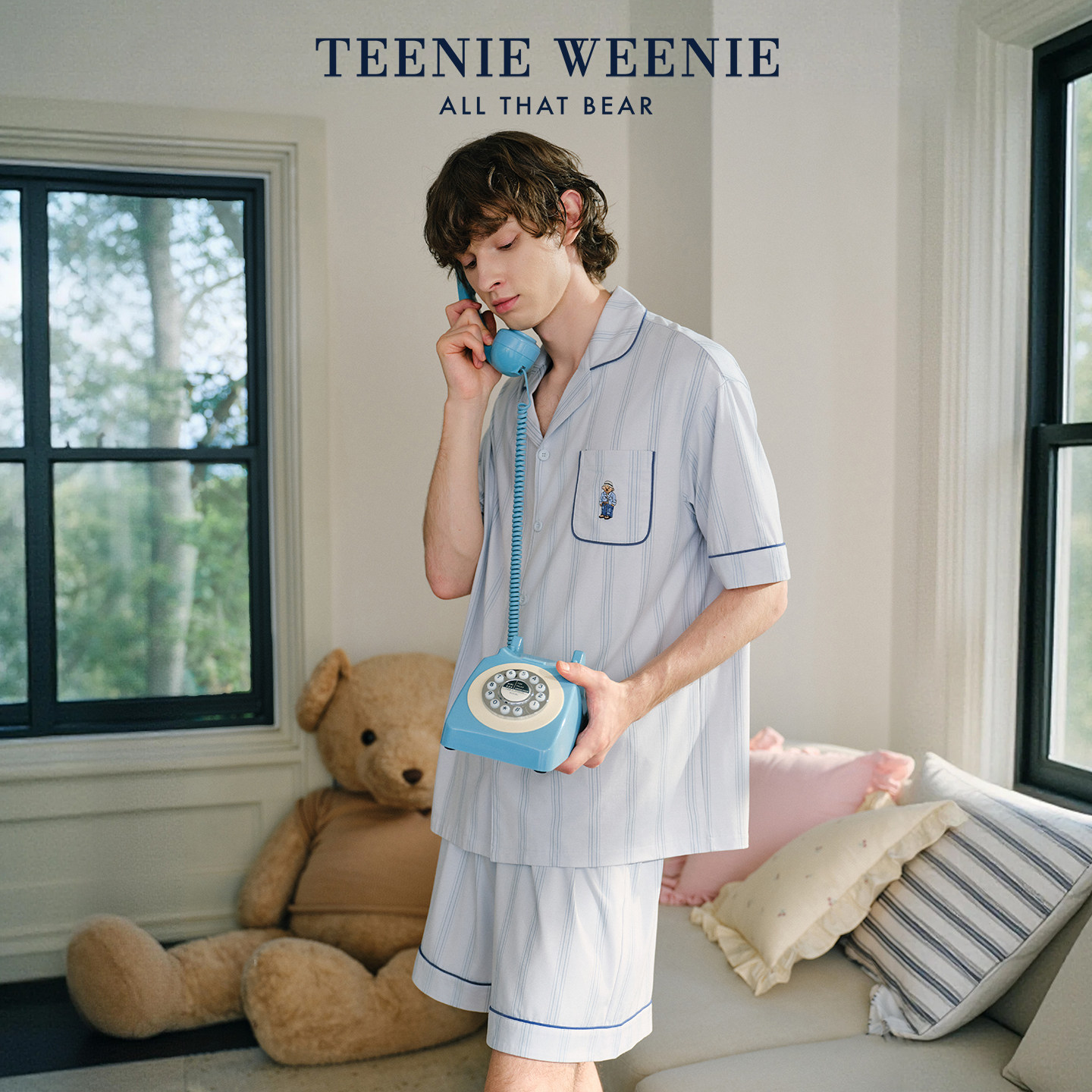 TeenieWeenie小熊莫代尔睡衣男款2026新款夏季简约条