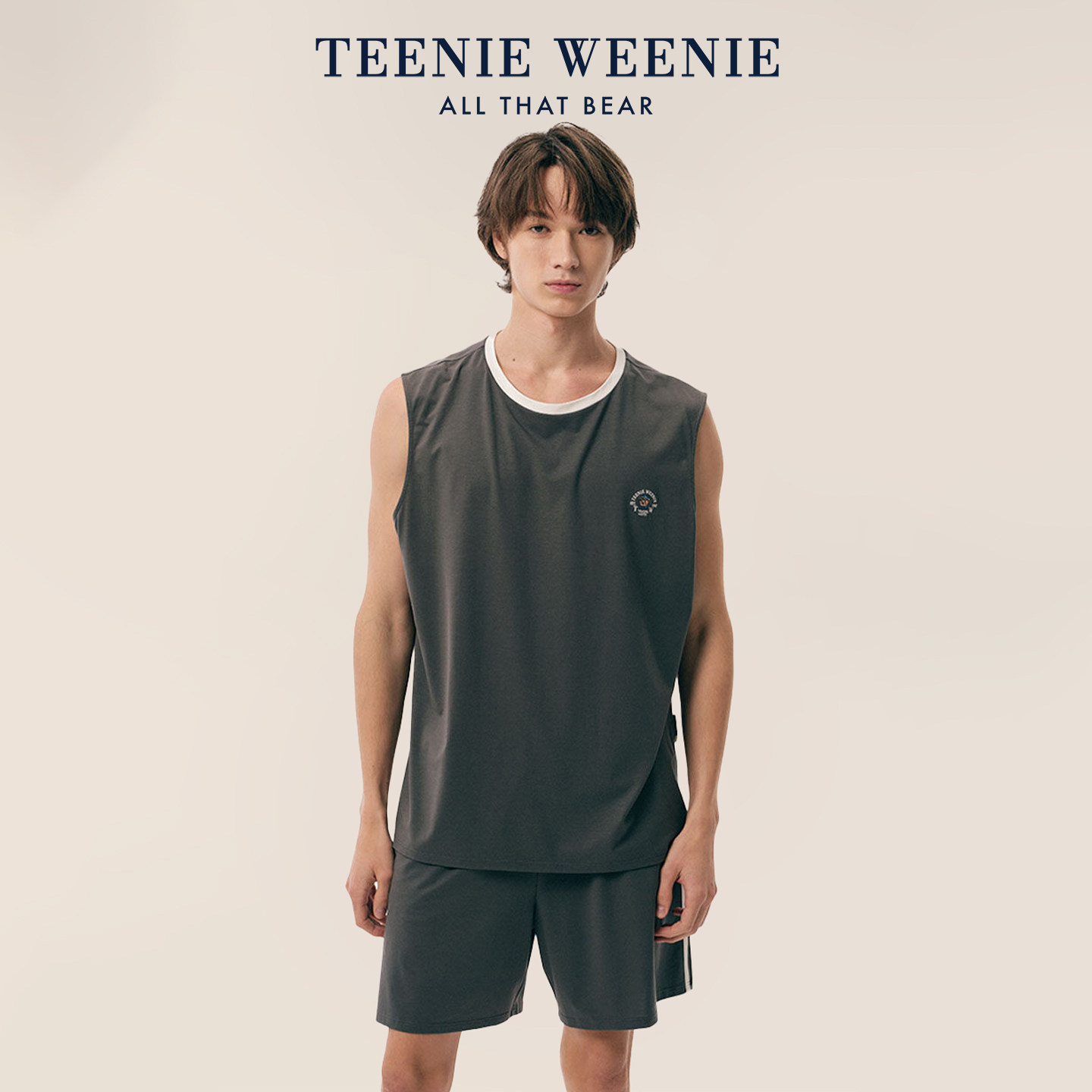 TeenieWeenie小熊睡衣男2026新款夏季清凉无袖背心短