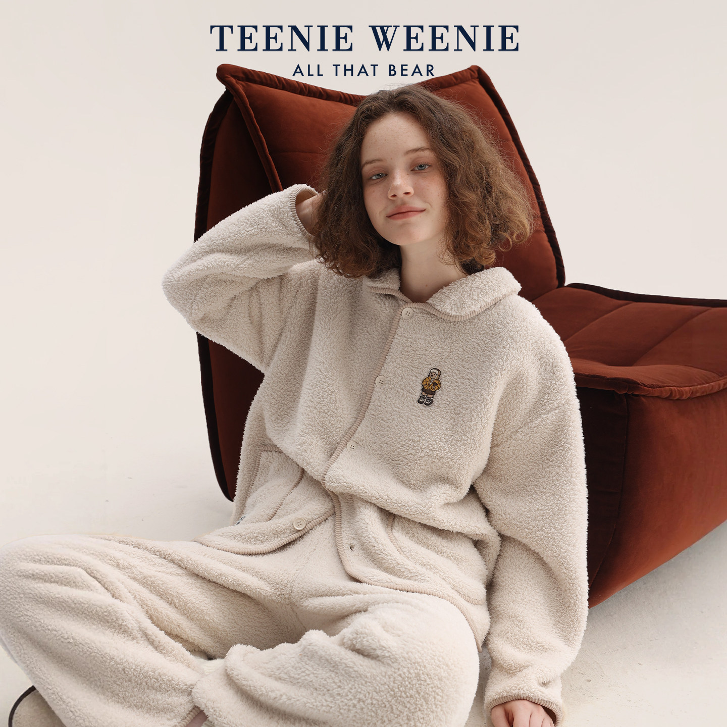 TeenieWeenie小熊睡衣女款2026新款冬季加绒加厚保暖家居服套装