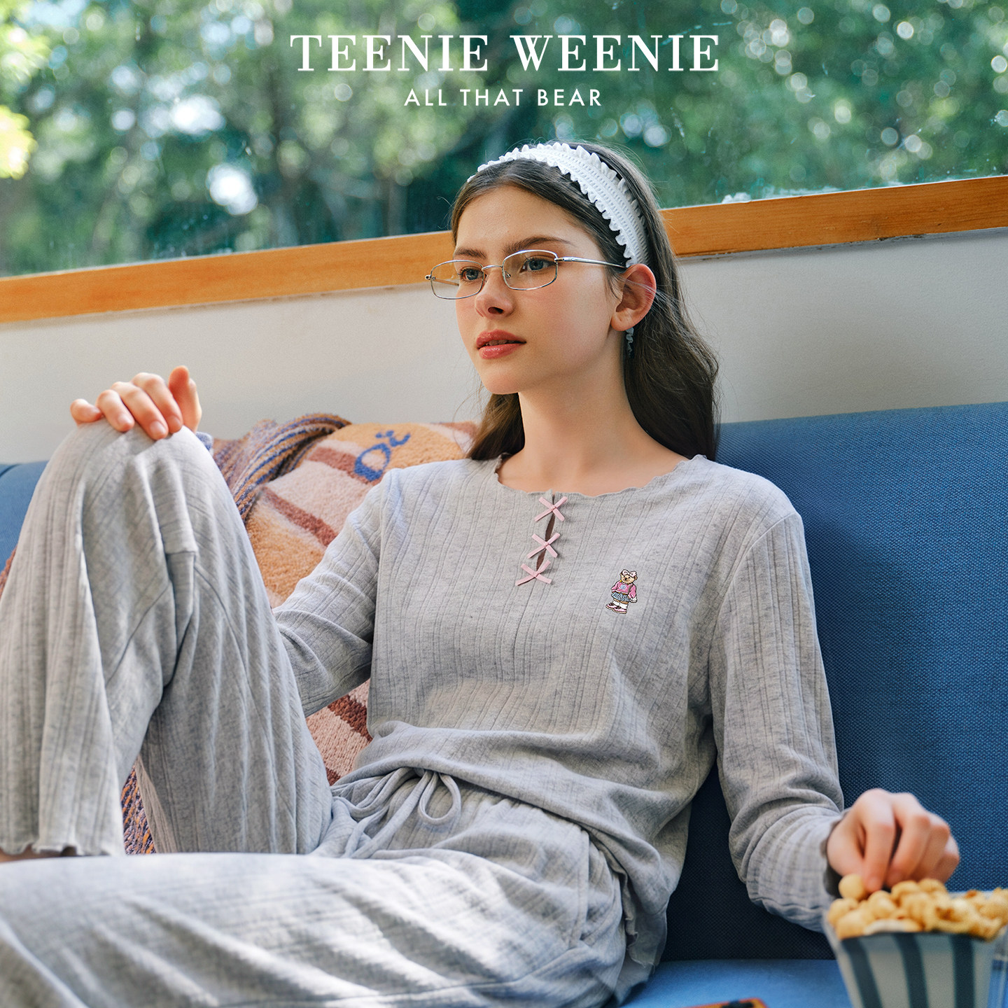 TeenieWeenie小熊睡衣女款纯棉2026新款秋季女士棉提花长袖家居服