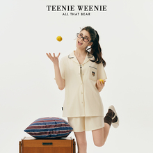TeenieWeenie小熊睡衣女款2025新款夏季情侣全棉女男士家居服套装