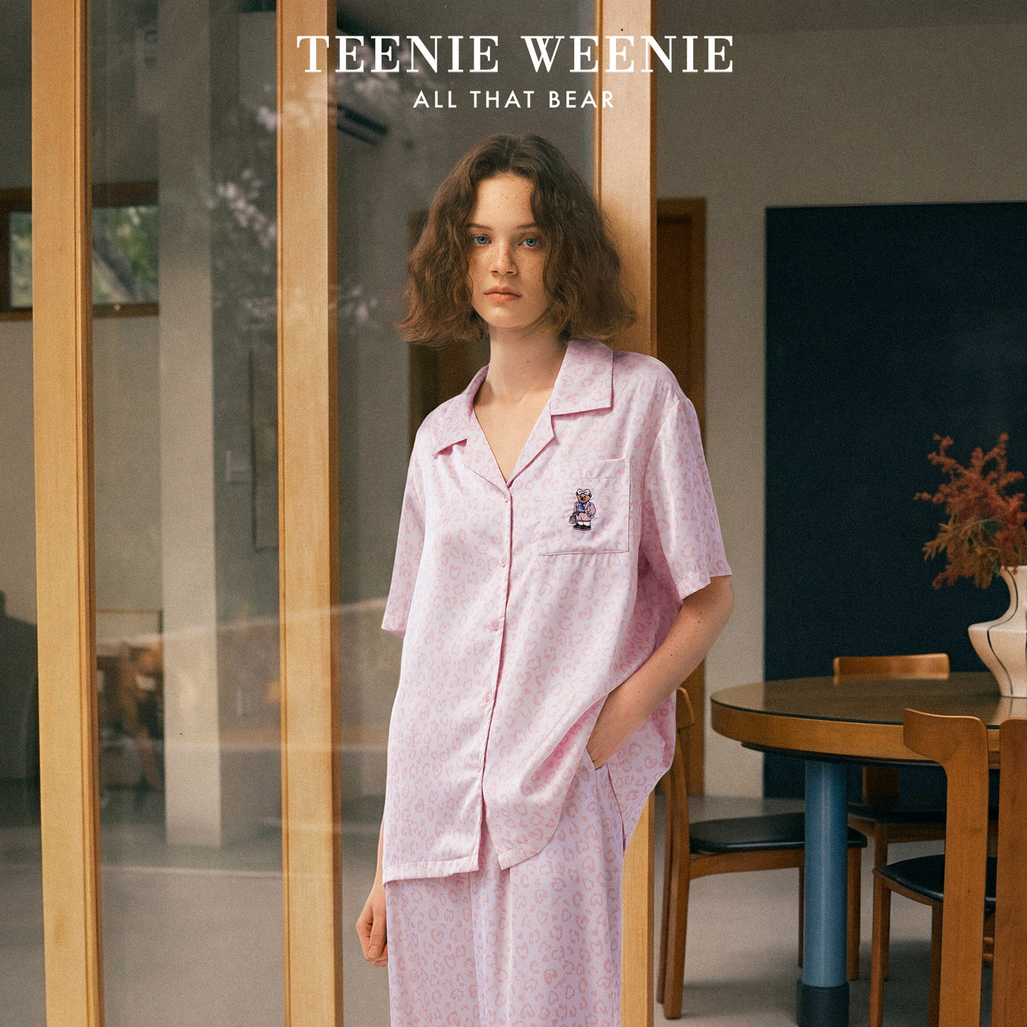 TeenieWeenie小熊睡衣女款2026新款夏季凉感冰丝豹纹