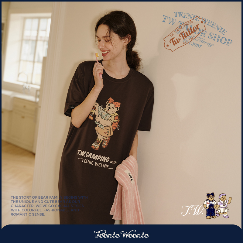 TeenieWeenie小熊纯棉家居服夏季2024新款睡裙女生薄款夏天睡衣女