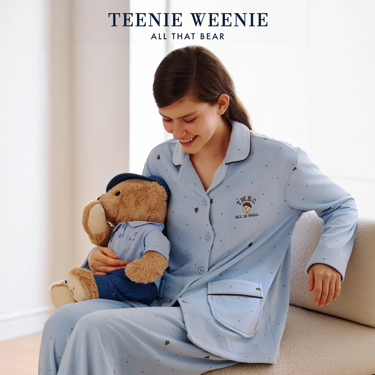 TeenieWeenie小熊睡衣女士2026秋冬新款柔软海岛绒家居服套装女