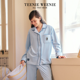 TeenieWeenie海岛绒睡衣女2025新款 秋冬保暖绒宽松圆领家居服套装