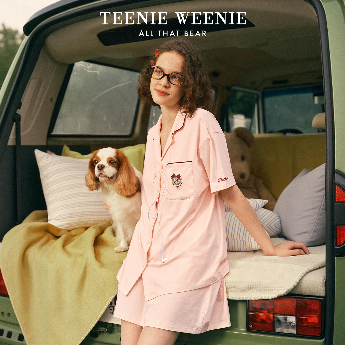 TeenieWeenie小熊纯棉刺绣睡衣女款春夏季2026新款情