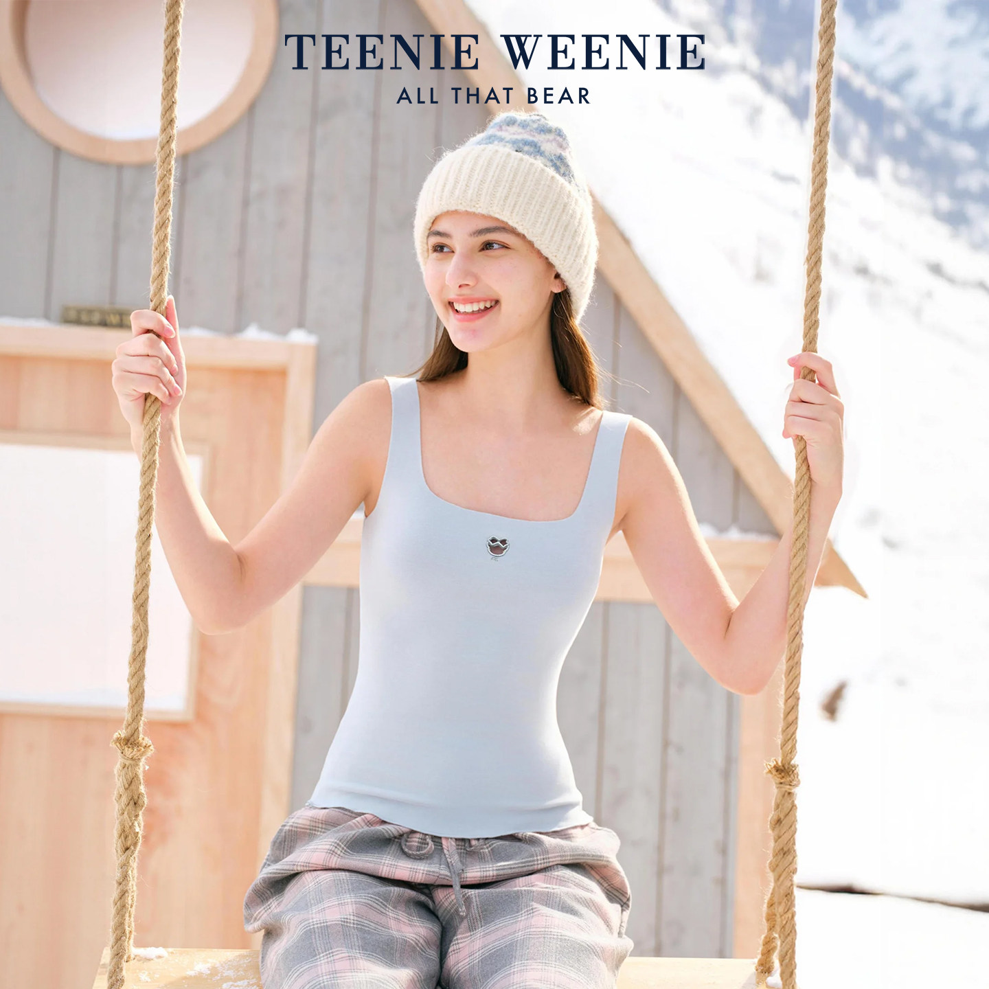 TeenieWeenie小熊女士保暖背心U领内胆发热秋冬打底内衣加厚内搭