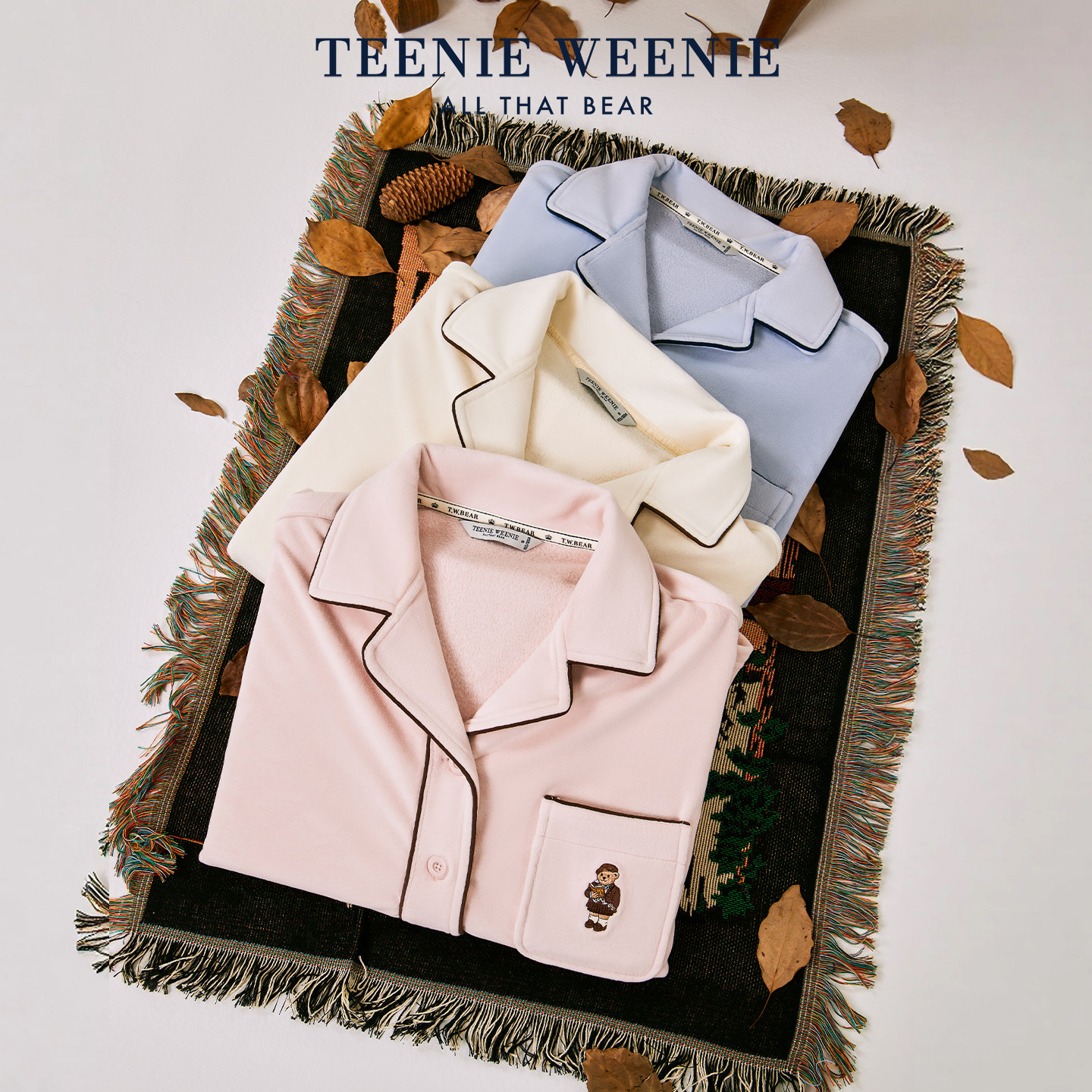TeenieWeenie睡衣女款2026新款冬长袖情侣海岛绒抗静