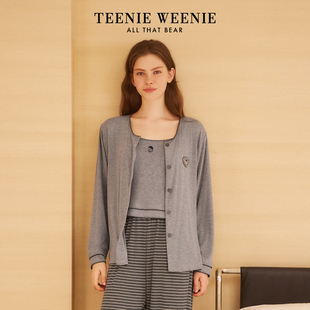 三件套家居服套装 吊带开衫 女 新款 TeenieWeenie小熊睡衣女2025秋季