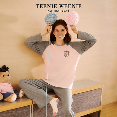 TeenieWeenie小熊睡衣秋冬款女士新款莫代尔休闲家居服插肩袖套装