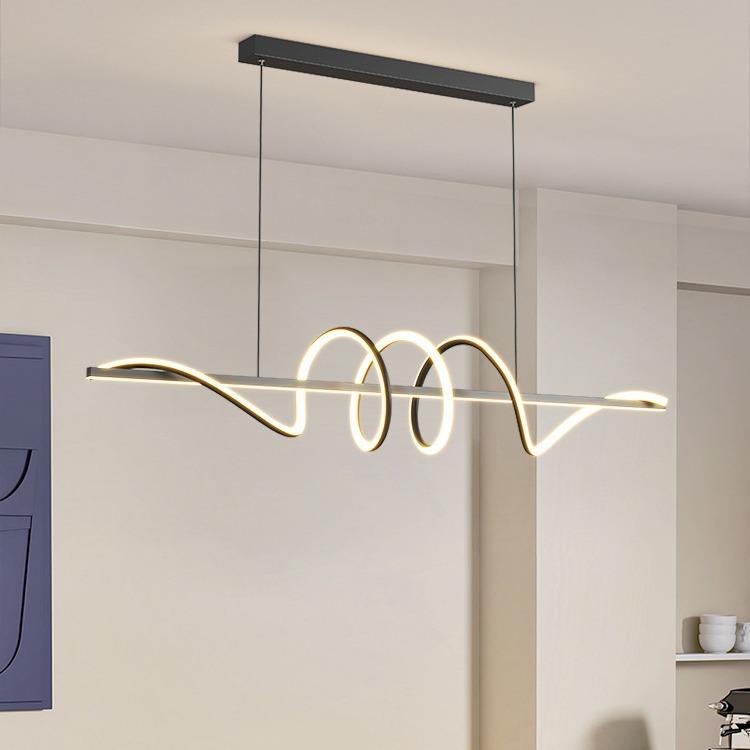 三绕极简设计师餐厅吊灯跨境铝材创意长条餐桌饭厅灯吧台灯具