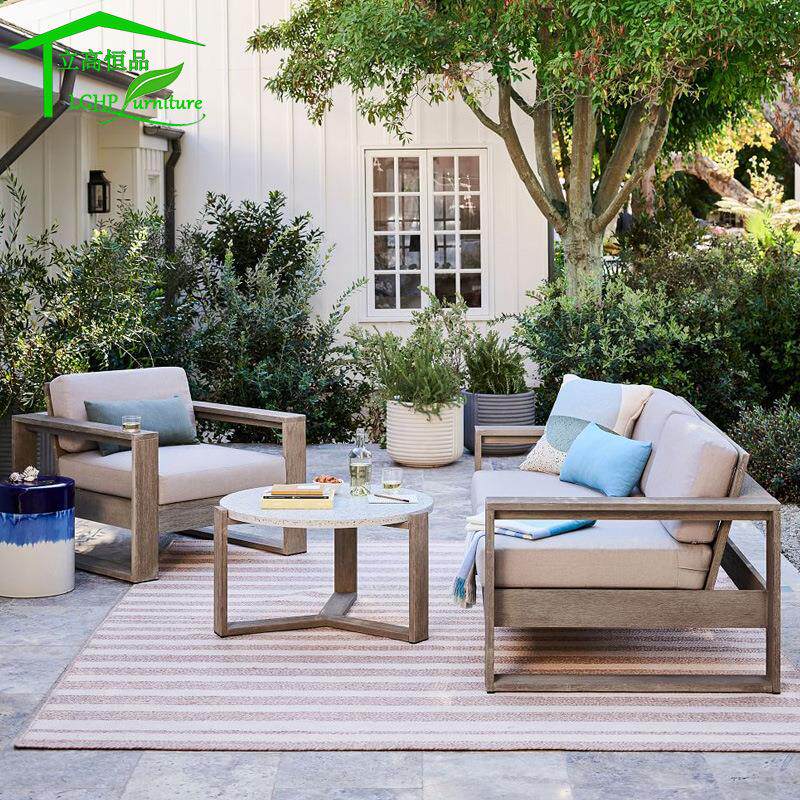 户外柚木沙发组合花园庭院设计师室外酒店民宿防腐木实木做旧沙发
