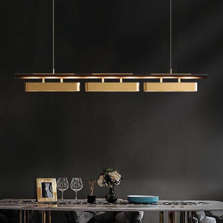 新中式餐厅长条吊灯轻奢全铜餐桌吧台岛台现代极简茶室一字吊灯,家装灯饰光源,智能吊灯,淘宝优惠券,粉丝福利购,淘宝优惠卷