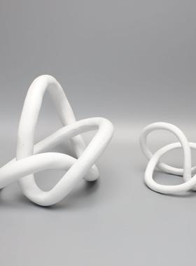 新中式树脂金色白色缠绕摆件样板房售楼部卧室书房客厅餐厅饰品