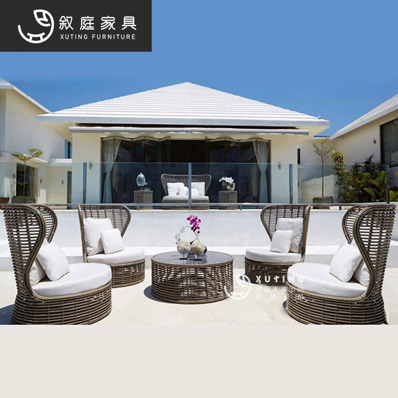 藤椅户外藤编沙发休闲茶几组合别墅庭院景区公共场合会客洽谈家具