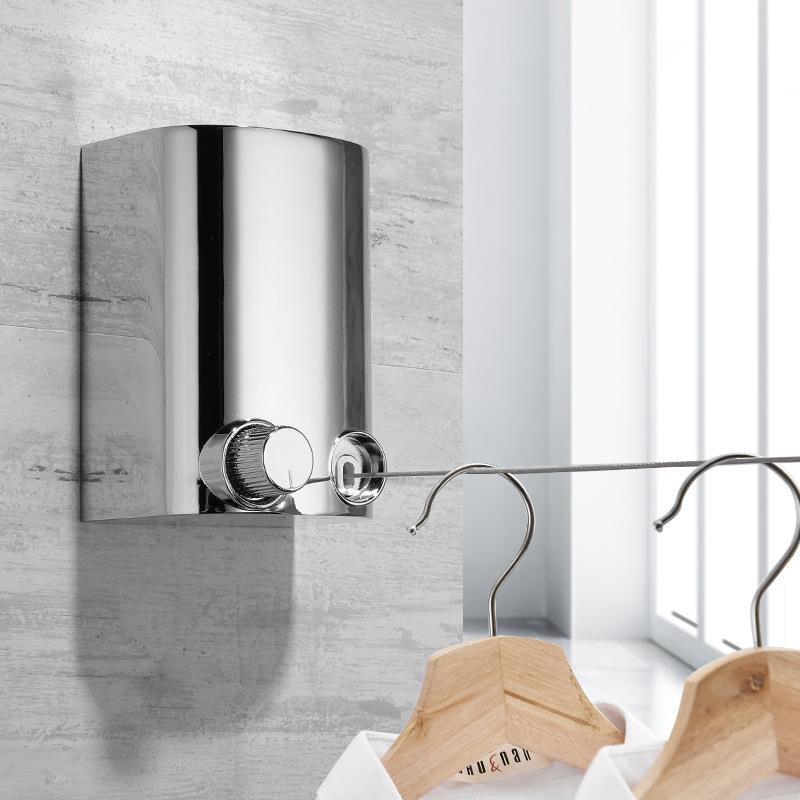 酒店隐形免打孔晾衣绳室内伸缩不锈钢丝晒衣绳户外尼龙挂衣绳厂家