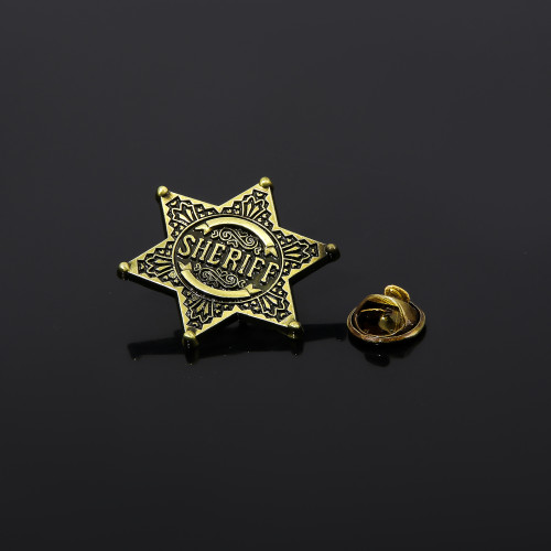 美国警长皮带扣六角星胸 西部牛仔六角星徽章治安SHERIFF帽子别针