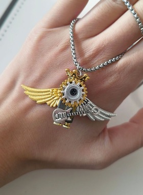 手工diy蒸汽朋克风天使吉他机器人吊坠项链包包挂件小众礼物配饰