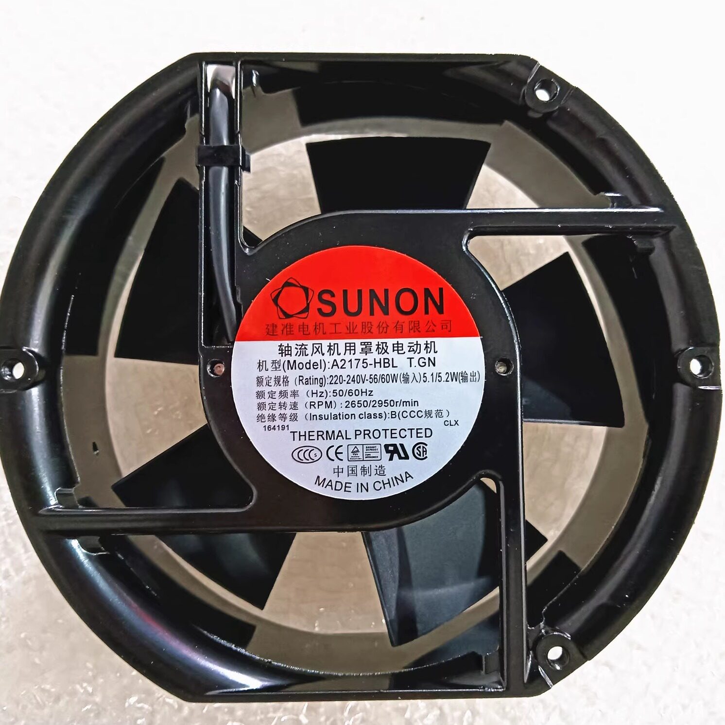 SUNON A2175-HBL 交流220V 双滚珠轴承铜线 17.2cm椭圆形散热风扇