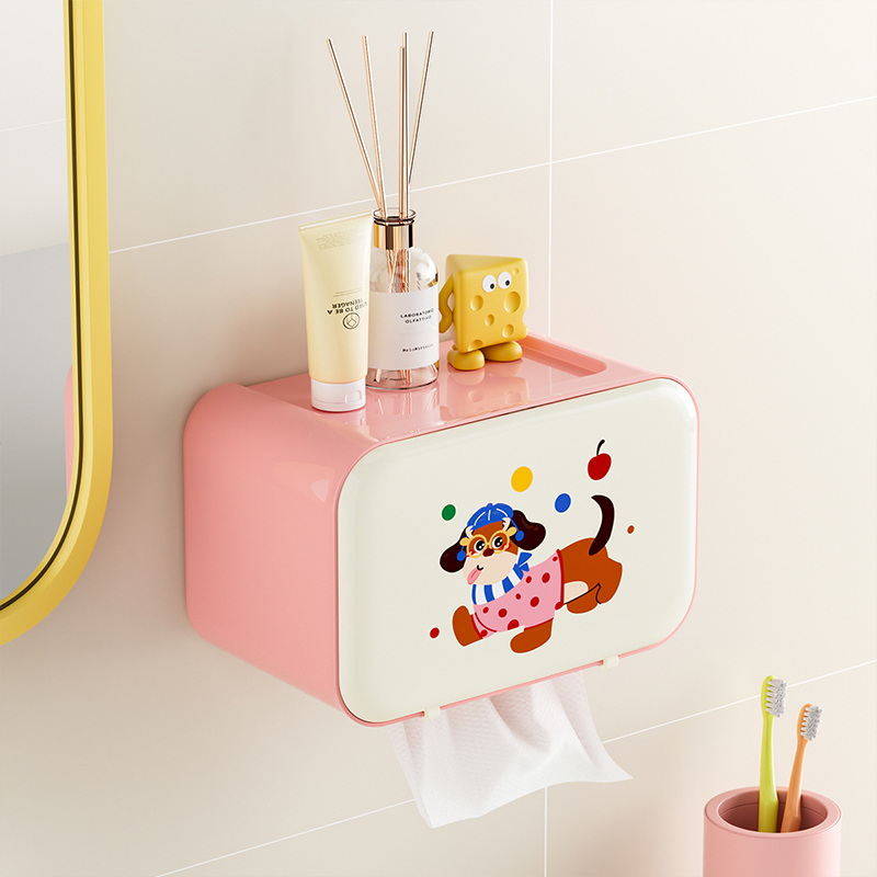 卫生间纸巾盒壁挂式免打孔卷纸盒置物架浴室防水抽纸盒厕所纸巾盒