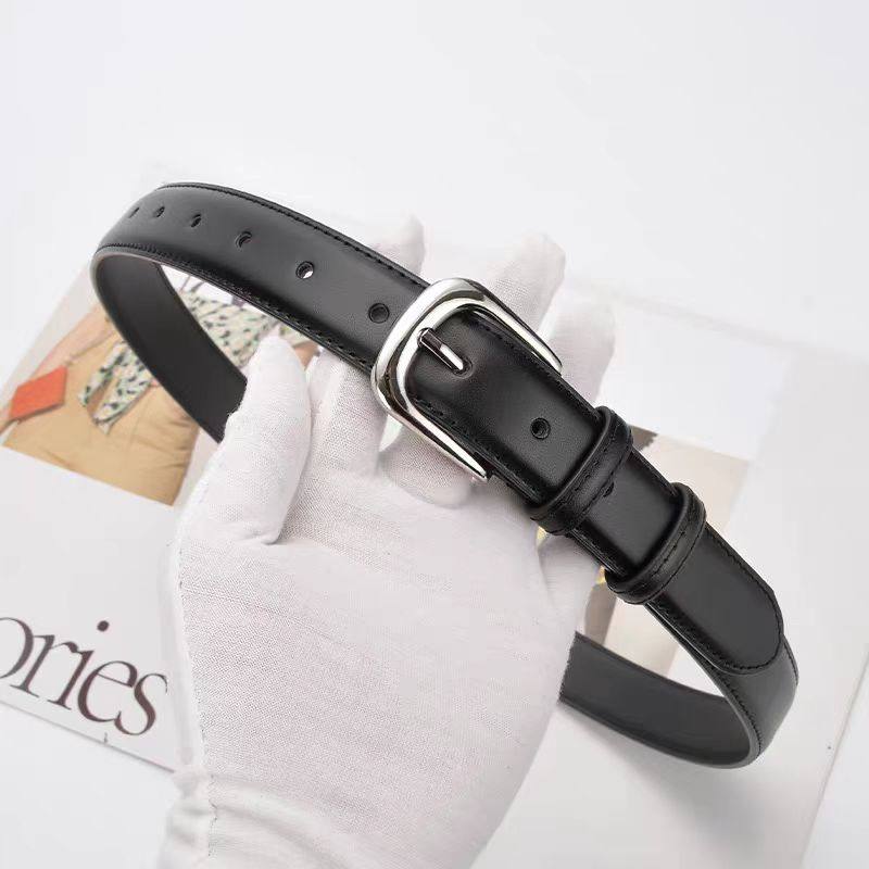 日本无印真皮皮带女士简约中性复古牛皮小众通勤百搭休闲黑色腰带