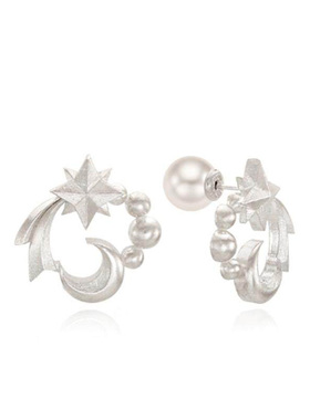 GRENONS新款S925银针气质梦幻星系月亮设计耳钉小众甜酷风耳饰