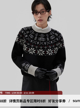 sameuoo散养文化「游岛」羊毛混纺 费尔岛上衣提花针织跨年毛衣