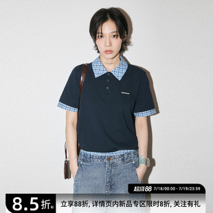 t恤Polo衫 sameuoo散养文化「老友记」正肩短袖 女拼接假两件上衣夏
