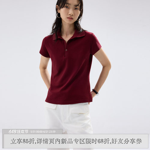 散养文化V形正肩短袖polo衫上衣