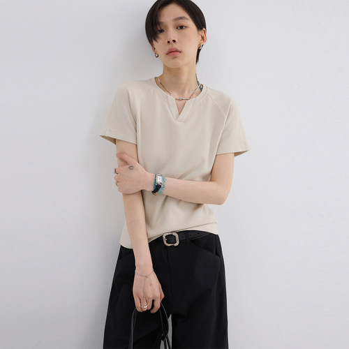 散养文化250g慕斯竹节棉通勤短袖