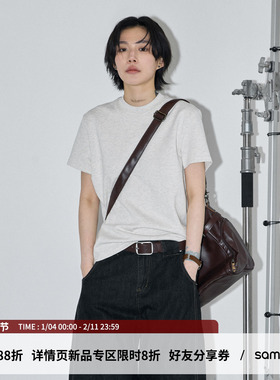 sameuoo散养文化「小彩派对」纯色中性风短袖t恤女夏季正肩上衣