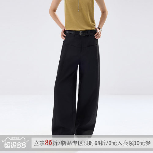 散养文化休闲香蕉裤黑色弯刀裤女