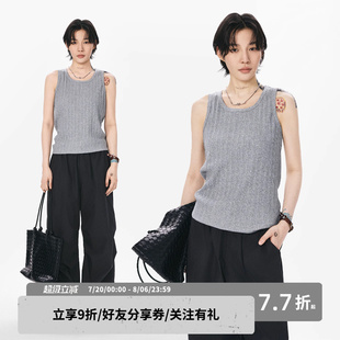 上衣男夏季 sameuoo散养文化「隐棱」背心女中性风灰色可外穿无袖