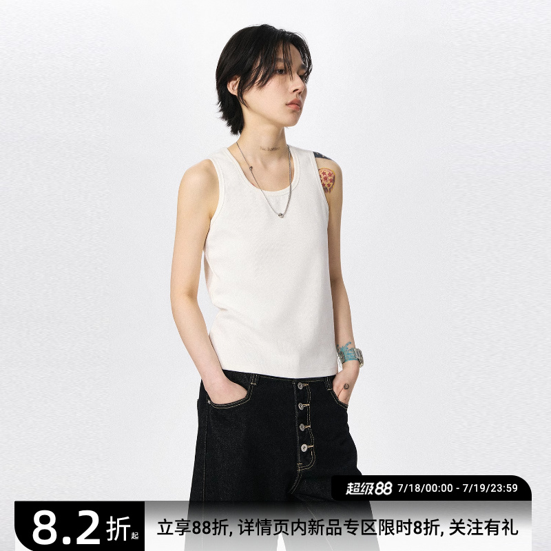 白色300G重磅背心T恤女坎肩上衣