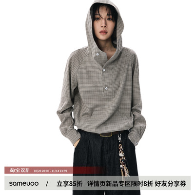 散养文化内搭打底衫格子长袖衬衫