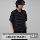 polo衫 sameuoo散养文化「欲望都市」条纹短袖 女夏中性风针织上衣t