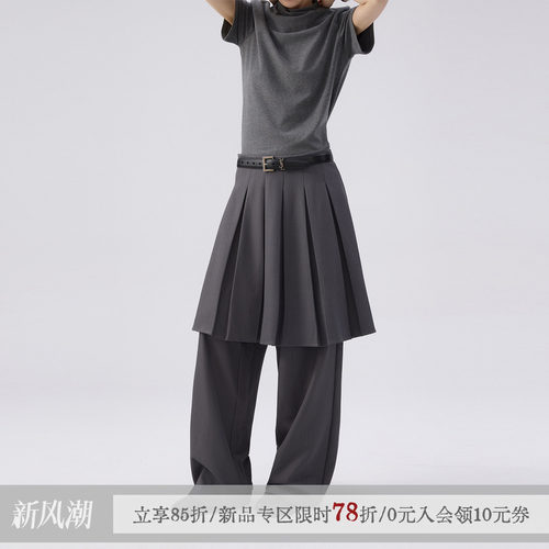 散养文化百褶裙裤休闲西装裤春