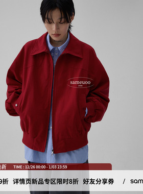 【蒋依依同款】散养文化「纽约日报」中性秋冬短款红色夹克外套女