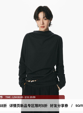 sameuoo散养文化「浅的堆叠」半高领长袖t恤女内搭上衣秋冬打底衫