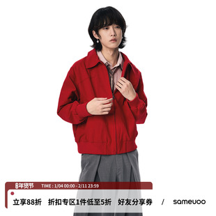 【蒋依依同款】sameuoo散养文化「纽约日报」红色跨年夹克外套女