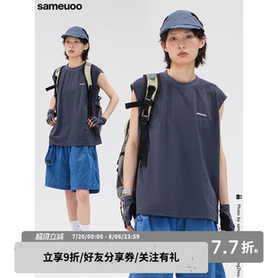 背心t恤女夏季 sameuoo散养文化可外穿纯色运动无袖 中性风坎肩上衣