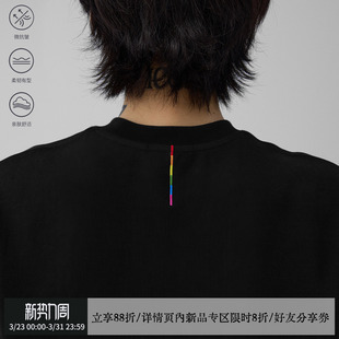 sameuoo散养文化「小彩派对」纯色短袖 t恤女夏中性风正肩情侣t男