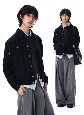 sameuoo散养文化「软甲」大口袋短外套 水洗 双斜提花棉 撞钉装饰