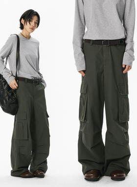 散养文化「赤岩」军绿色工装伞兵裤女中性风长裤秋男