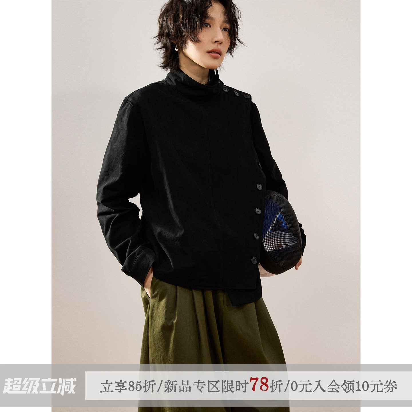 sameuoo散养文化「击剑玩家」机车夹克上衣女春季不规则设计外套