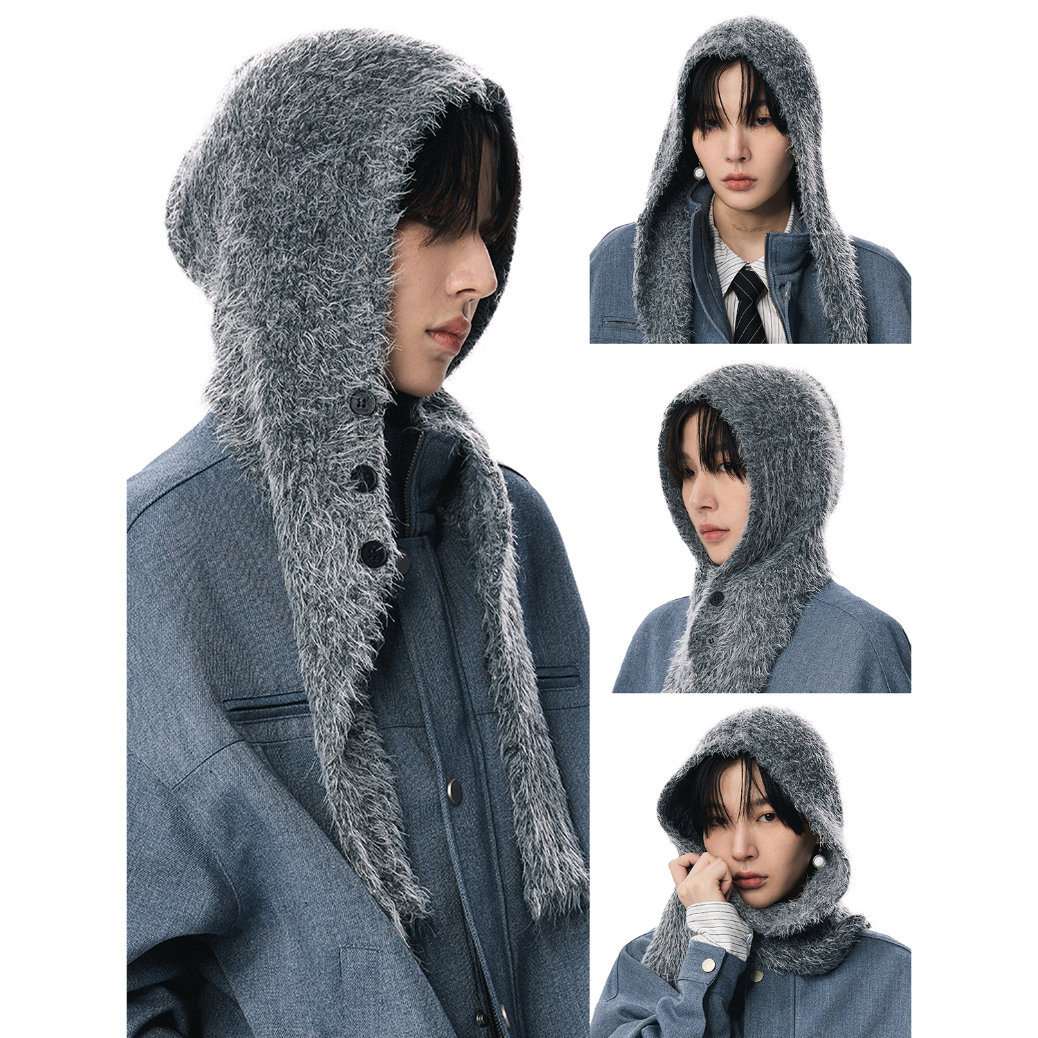 弹性螺纹针织巴拉克拉法帽